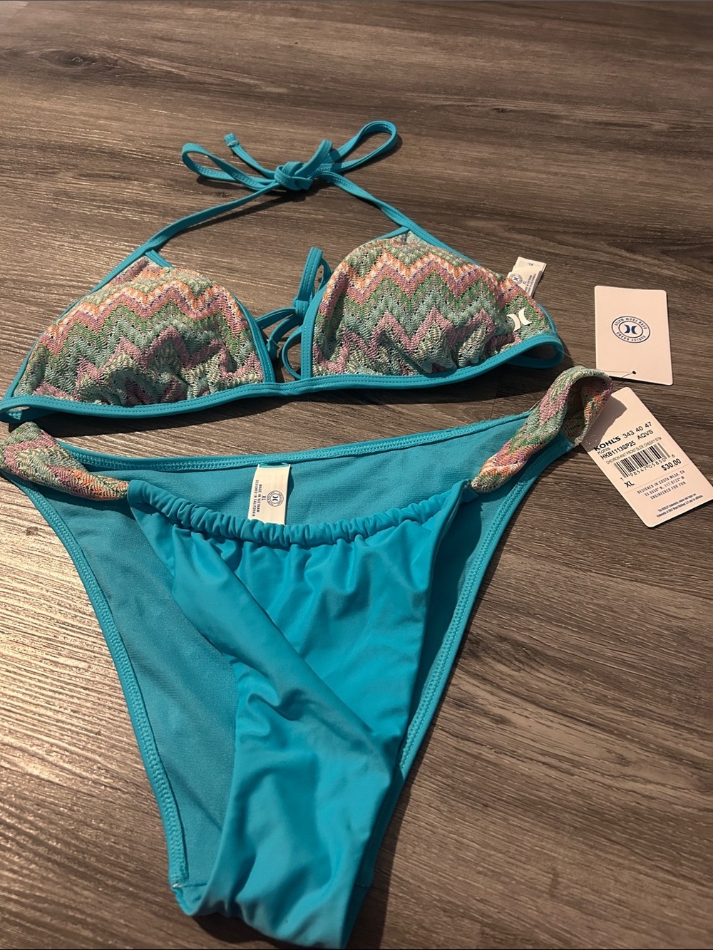Kohl's Turquoise Chevron Triangle Bikini Set